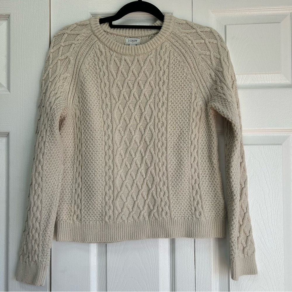 Cotton cable-knit crewneck fisherman sweater - Picture 5 of 8